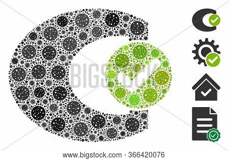 Collage Standard Check Organized From Covid-2019 Virus Icons In Different Sizes And Color Hues. Vect