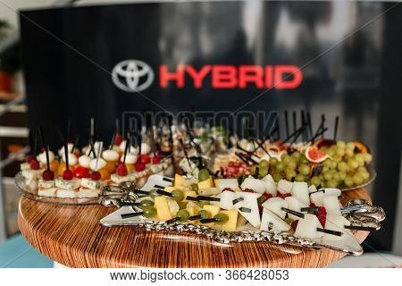 Rivne, Ukraine - October 27, 2019: Presentation And Banket Of New Toyota Corolla Hybrid. Selective F