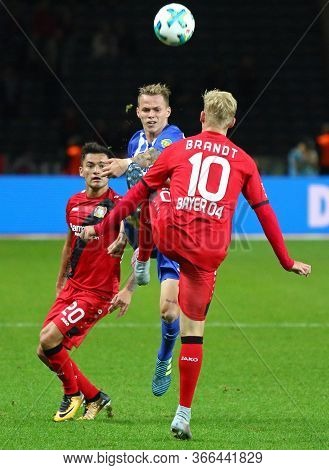 Berlin, Germany - September 20, 2017: Ondrej Duda Of Hertha Bsc Berlin (in Blue) Fights For A Ball W