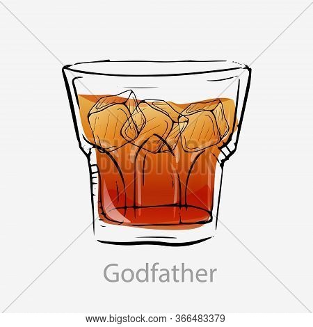 The Godfather Cocktail. Light Orange Cocktail Ice