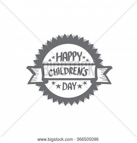 1 June International Childrens Day Icon Or Label Isolated On White Background. Happy Children Day Gr