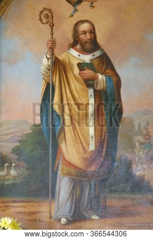 HRNETIC, CROATIA - JULY 15, 2012: Saint Martin, altarpiece in the Saint Martin's Parish Church in Hrnetic, Karlovac, Croatia