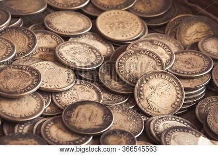 Ancient Coins Of The United States Of America With Liberty Word Mixed With Some Chinese Coins. Full 