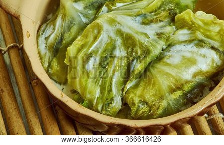 Hamsi Dolmas, - Anchovy Turkish Cabbage Dolma Close Up