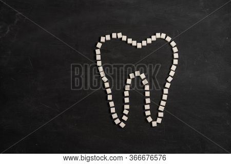 Sugar Destroy Tooth Enamel Leads Tooth Decay White Sugar Cubes Shape Form Tooth Brown Sugar Caries B