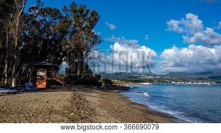 Pebble Beach On The Mediterranean Coast On The Akamas Peninsula On The Island Of Cyprus.