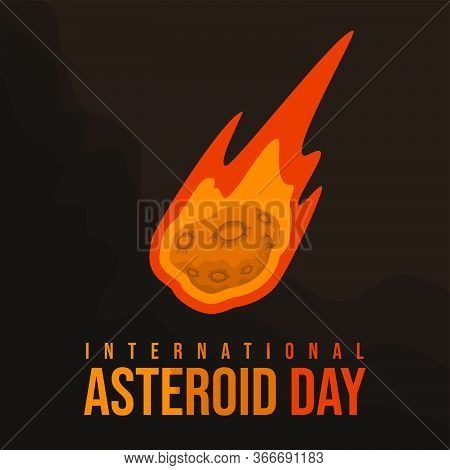 Vector Illustration Of Flying Asteroid Stone In Space. Good Template For Space Design, Or Internatio
