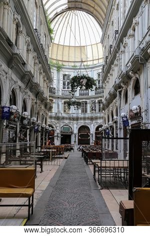 Istanbul, Turkey - May 13, 2020: Cicek Pasaji, Cite De Pera Is Closed In Istiklal Avenue During Coro