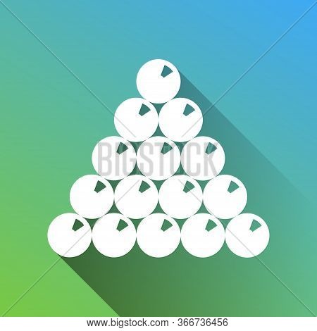 The Billiard Sign. White Icon With Gray Dropped Limitless Shadow On Green To Blue Background. Illust