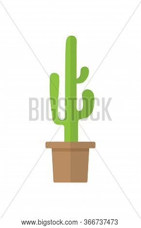 Cacti Pot Vector Flat Design For Web,mobile, Ui, Game. Cacti In Pot Icon Isolated.