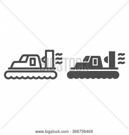 Hovercraft Line And Solid Icon, Sea Transport Symbol, Marine Transportation Vector Sign On White Bac