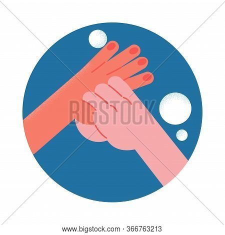 Thorough Hands And Fingers Washing With Soap Sign For Protection From Coronavirus