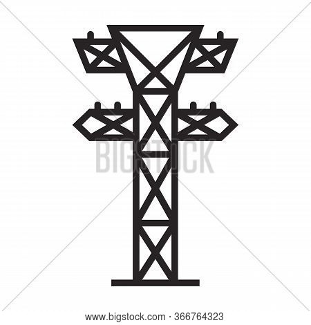 Electric Poles Vector Icon.black Vector Icon Isolated On White Background Electric Poles.