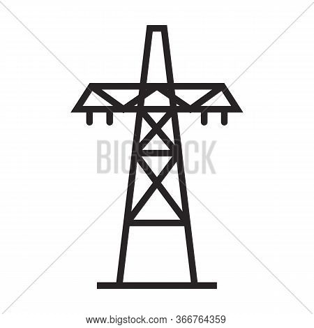 Electric Poles Vector Icon.black Vector Icon Isolated On White Background Electric Poles.