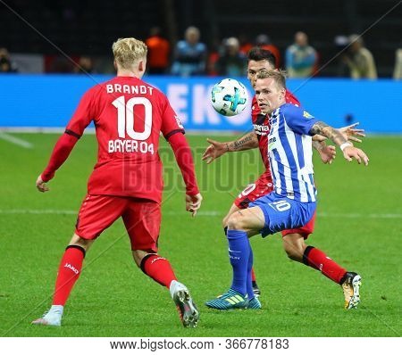 Berlin, Germany - September 20, 2017: Ondrej Duda Of Hertha Bsc Berlin (in Blue) Fights For A Ball W