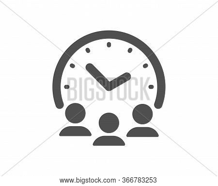 Meeting Time Icon. Business Teamwork Sign. Working Hours Symbol. Classic Flat Style. Quality Design 