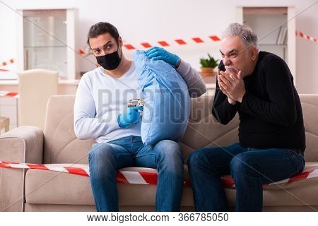 Father and son in coronavirus disease concept at home