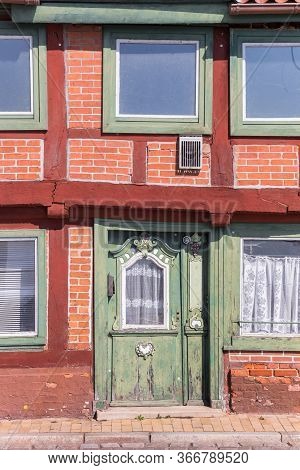 Front Door Of A Half Timbered House In Lauenburg, Germany