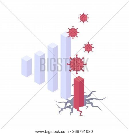Coronavirus Economic And Financial Crisis Isometric Vector Illustration.