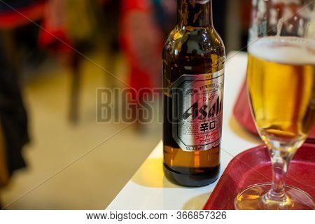Berlin, Germany - March 8, 2017: Asahi Super Dry Beer Served In A Bar In Berlin, Germany