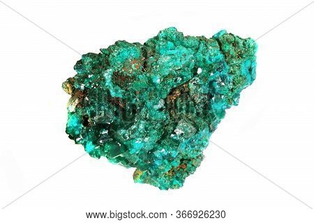 Dioptase Mineral Isolated On The White Background