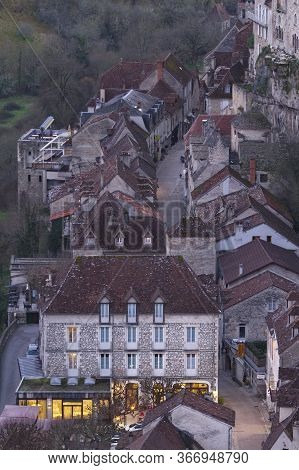 Rocamadour, Lot/france; Mar. 22, 2016. Dominating The Canyon Of The Alzou River, The Medieval City O