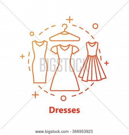 Dress Concept Icon. Evening Gown. Formal Wear. Womens Fashion Idea Thin Line Illustration. Vector Is