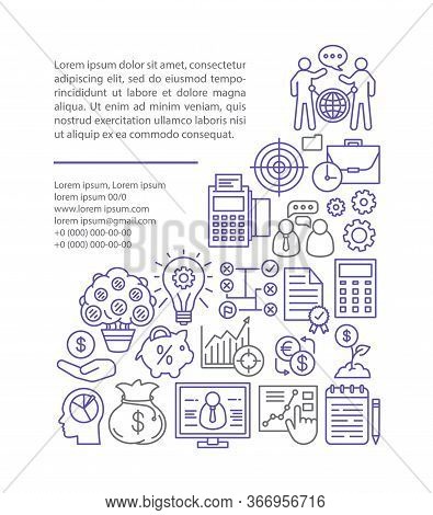 Business Development Article Page Vector Template. Stock Market. Goal Achievement. Brochure, Magazin