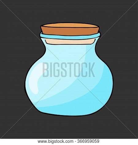 Colorful Hand Drawn Jar Set. Contour Sketch. Cartoon Kitchen Objects Doodle Style. Vector Illustrati