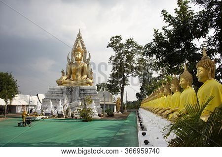 Art Buddha Statue Image Of Wat Phra Buddhabat Nam Thip Temple For Thai People And Foreign Travelers