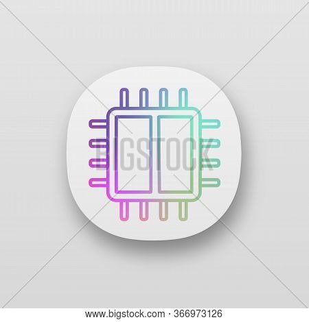 Dual Core Processor App Icon. X2 Microprocessor. Microchip, Chipset. Cpu. Central Processing Unit. C