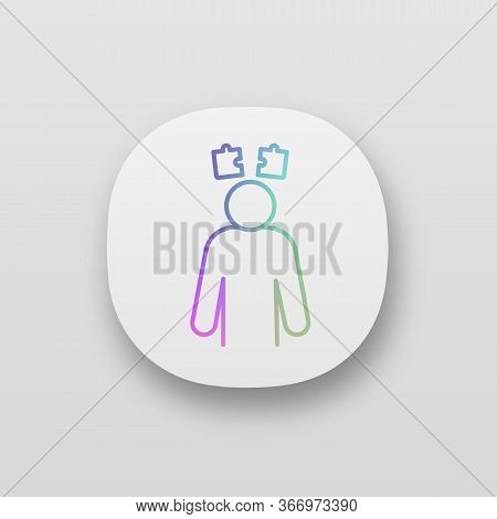 Confusion App Icon. Solutions Searching. Problem Solving. Thinking. Troubled Person. Stress Symptom.