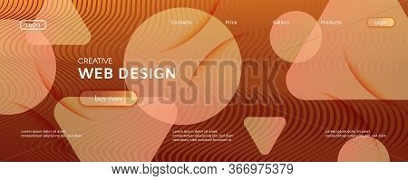 Vector Fluid Flow. Orange Gradient Movement. 3d Abstract Shapes. Minimal Brochure. Yellow Fluid Flow