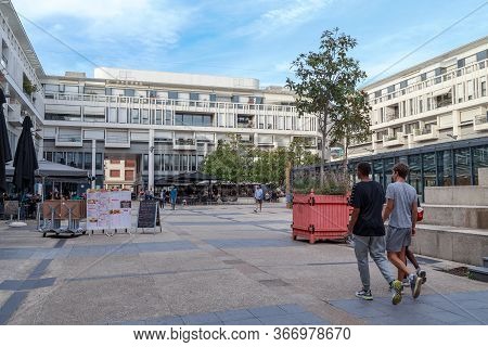 Rouen, France - August 31, 2019: This Is A Modern Oasis In The Center Of The Old City - Alley Eugene