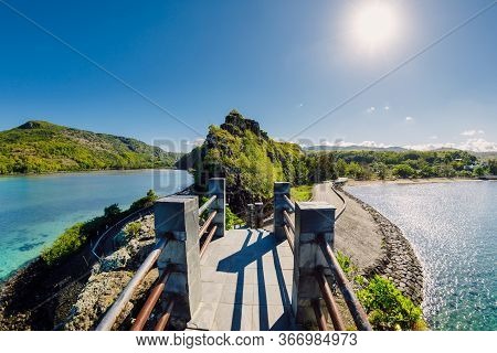 Maconde Point With Ocean Water And Sunlight In Mauritius Island