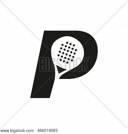 Letter P Padel Racket Logo Design Vector Template. Beach Table Tennis Club Symbol