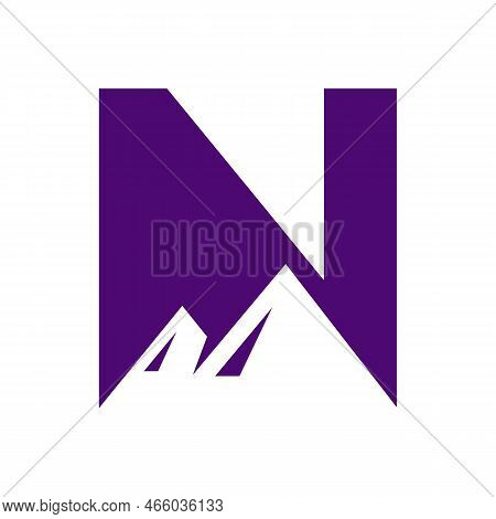 Letter N Mount Logo Vector Sign. Mountain Nature Landscape Logo Combine With Hill Icon And Template