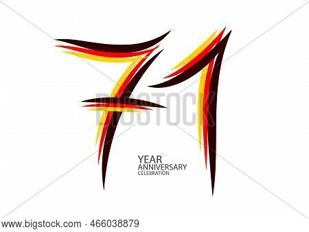 71 Years Anniversary Celebration Logotype Colorful Line Vector, 71th Birthday Logo, 71 Number Design