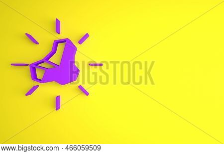 Purple Gold Nugget Icon Isolated On Yellow Background. Mineral Boulder. Minimalism Concept. 3d Rende
