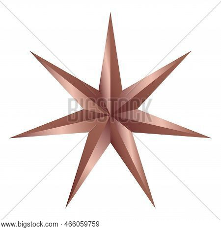 Vector сopper 3d Stars. Copper Realistic Stars. Quality Shape Design.