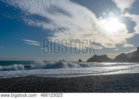 Costa Tropical Beach In Almuñecar In The Province Of Granada, Andalusia, Spain. Europe. September 29