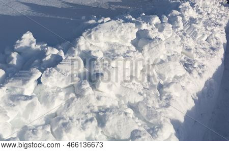 Winter Snow. Snowdrift.  A Pile Of Snow During Blizzards And Snow Falls.