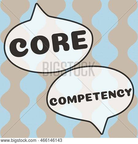 Text Caption Presenting Core Competency. Business Approach Harmonized Combination Of Multiple Resour