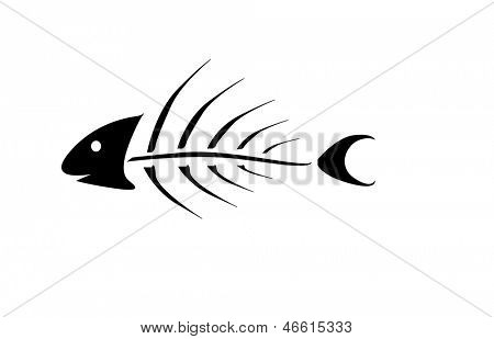 ilustração em vetor de osso de peixe preto sobre branco