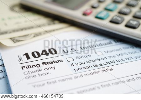 Tax Form 1040 U.s. Individual Income Tax Return, Business Finance Concept.