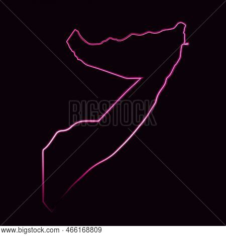 Vector Isolated Outline Map Of Somalia With Neon Effect.