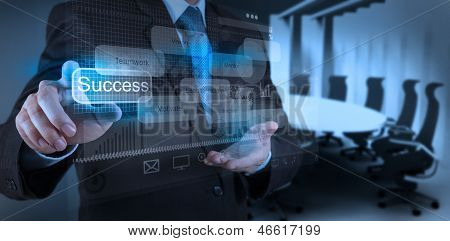 Businessman Hand Draws Business Success Chart