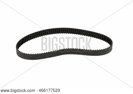Belt Car Engine Timing Belt Isolated On White Background. Spare Parts Catalog.