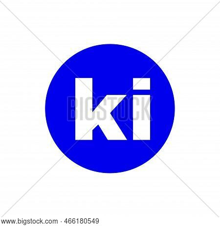 Ki Typography Icon With Blue Color. Ki Initial Icon.