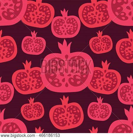 Beautiful  Seamless Pattern  With Pomegranate  Fruit For Modern Design Template Background For Texti